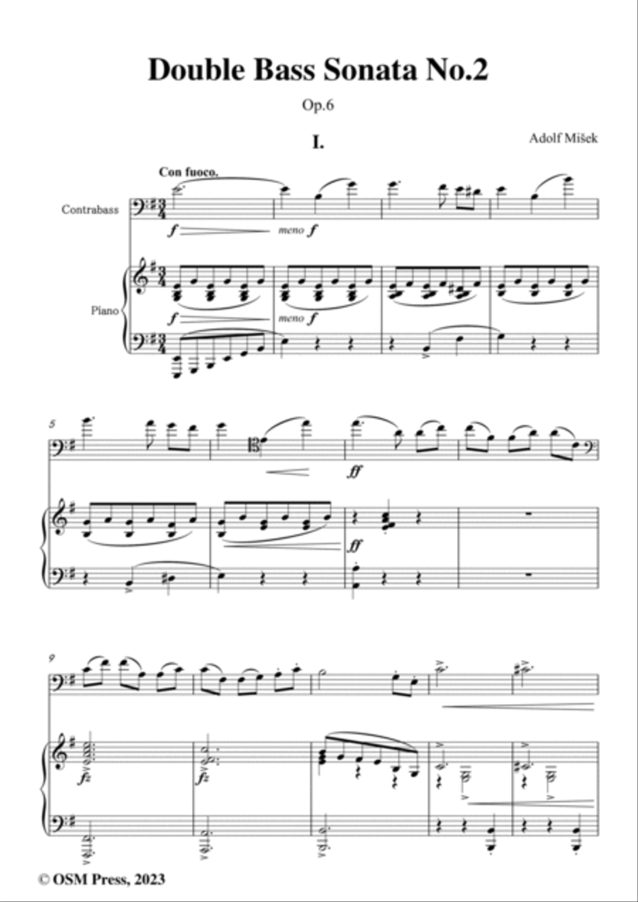 Adolf Mišek-Double Bass Sonata No.2,Op.6 Double Bass scores gallery preview page 2