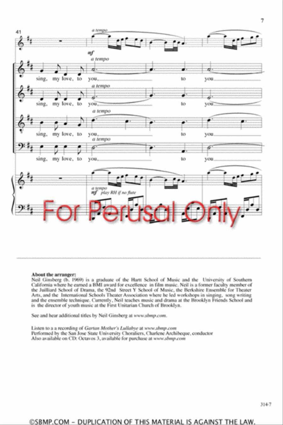 The Gartan Mother's Lullaby - SATB Octavo 4-Part scores gallery preview page 7