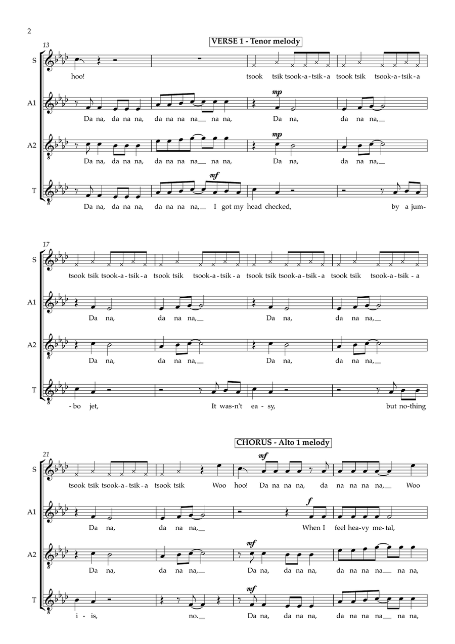 Song 2 (arr. Alison Crutchley) 4-Part scores gallery preview page 2