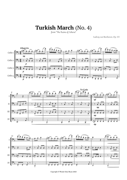 Turkish March by Beethoven for Cello Quartet image number null