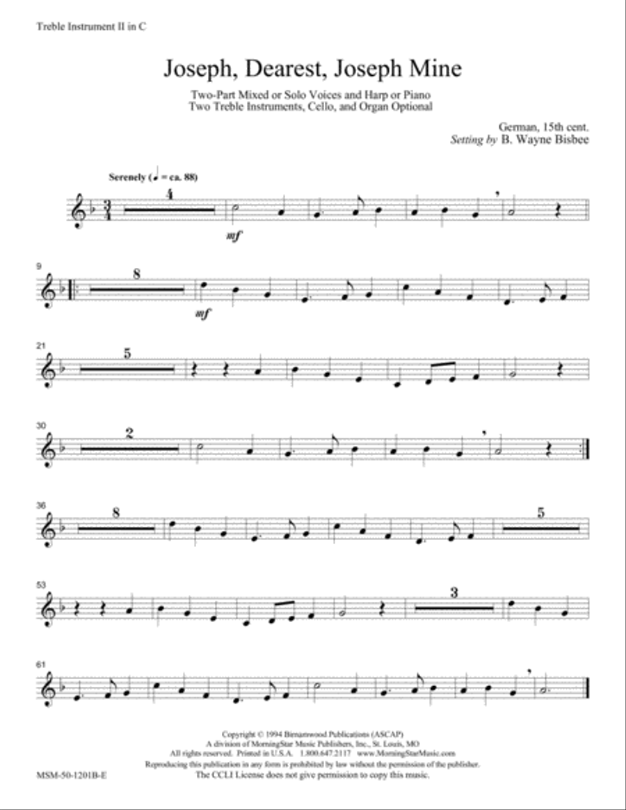 Joseph, Dearest, Joseph Mine Choir scores gallery preview page 2