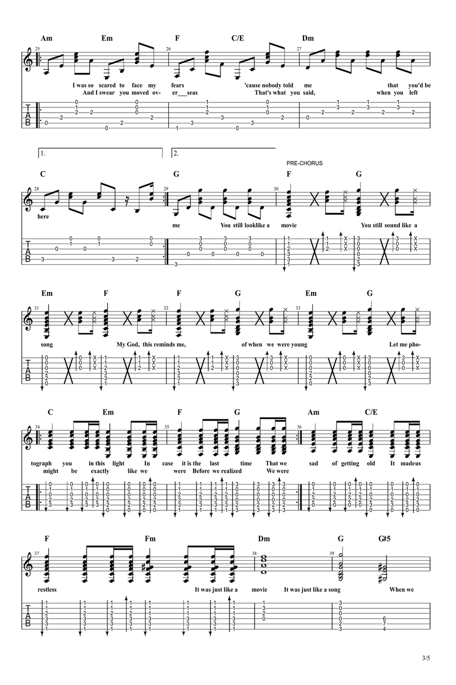 When We Were Young Acoustic Guitar scores gallery preview page 3