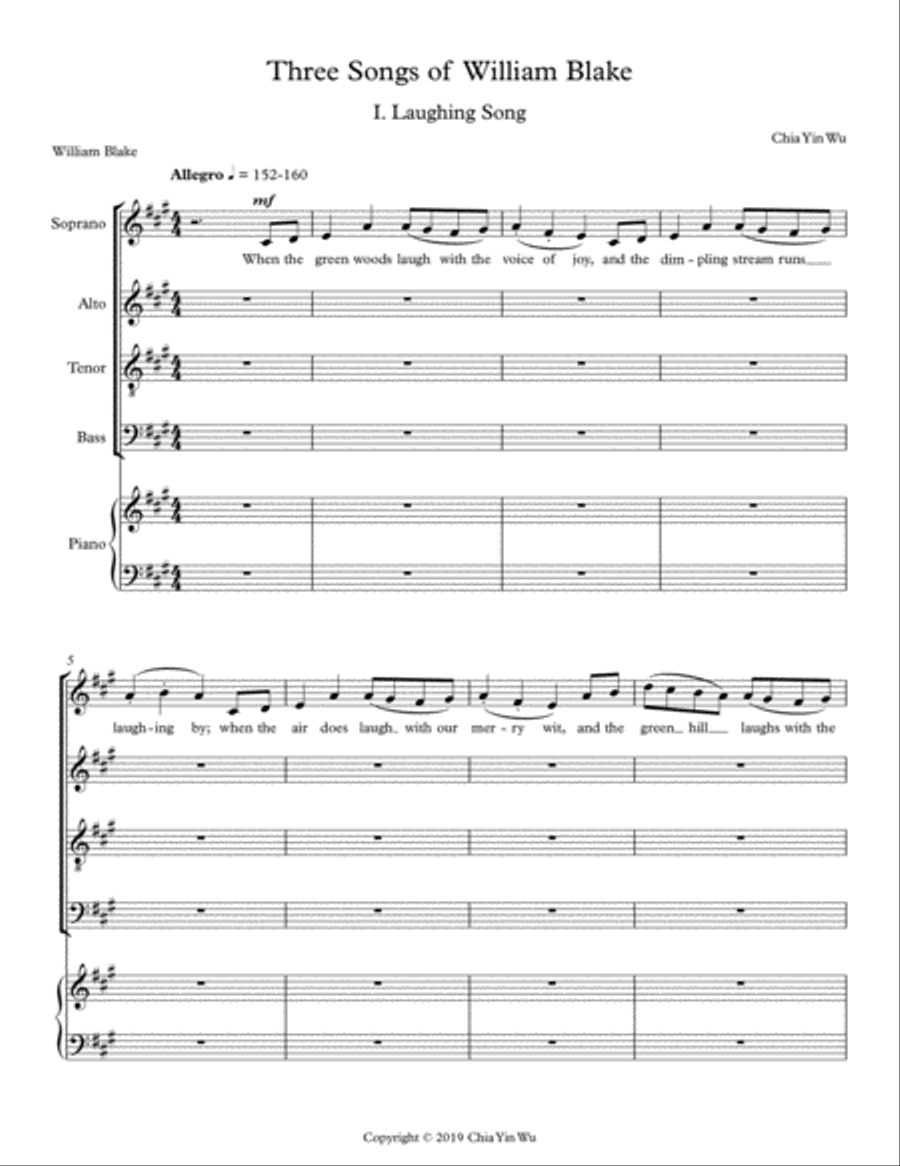 Three Songs of William Blake (Piano reduction) 4-Part scores gallery preview page 2