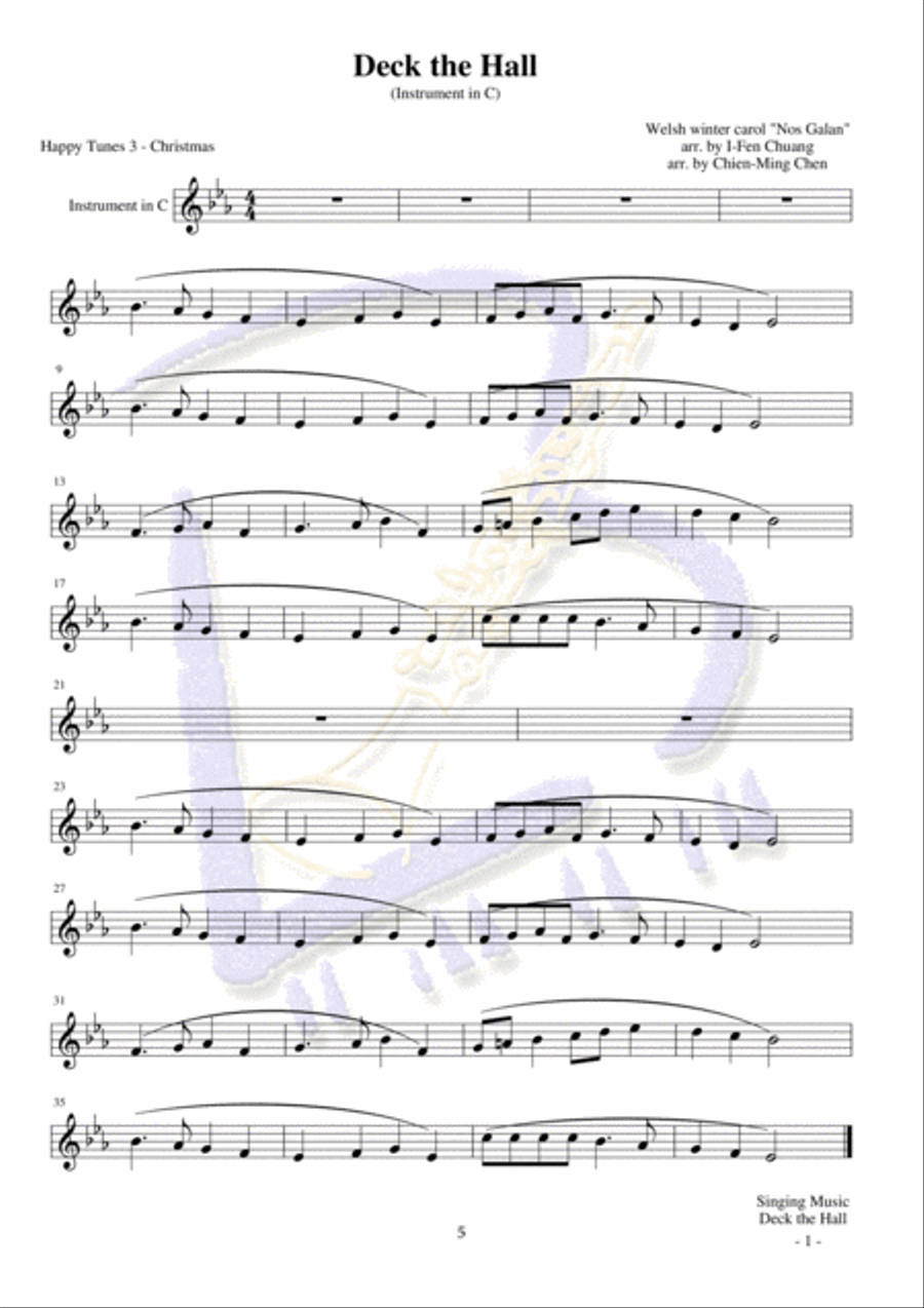 Deck the Hall English Horn scores gallery preview page 5