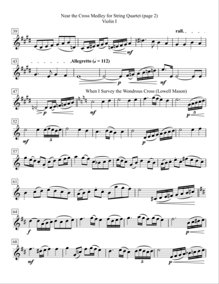 Near the Cross Medley for String Quartet String Quartet scores gallery preview page 2