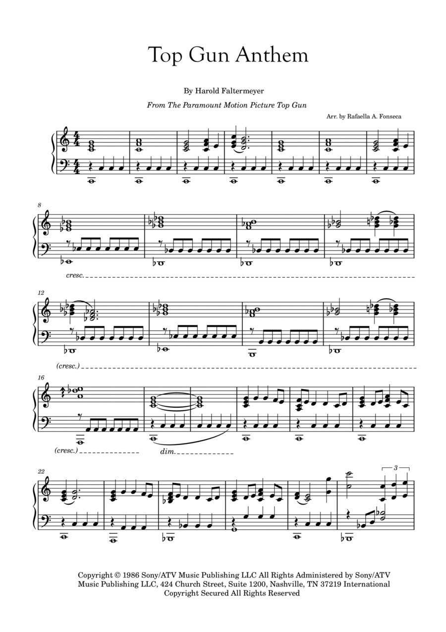 Top Gun Anthem Piano Solo scores gallery preview page 1