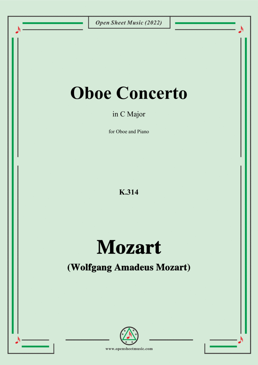 Mozart-Oboe Concerto,K.314,in C Major,for for Oboe and Piano Piano scores gallery preview page 1