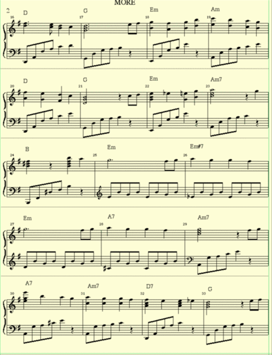 More (ti Guarderò Nel Cuore) Piano, Vocal, Guitar scores gallery preview page 2