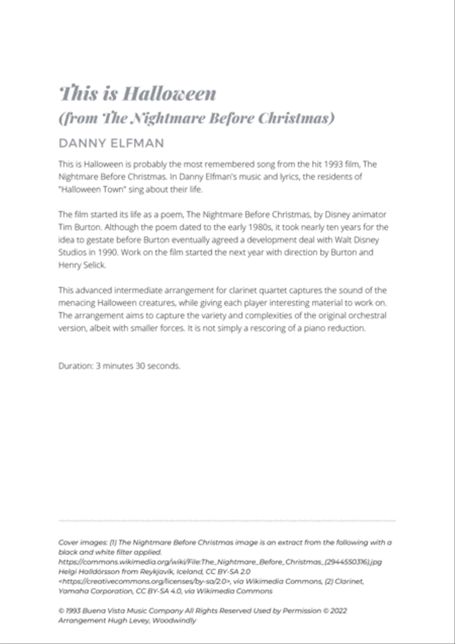 This Is Halloween Clarinet Quartet scores gallery preview page 2