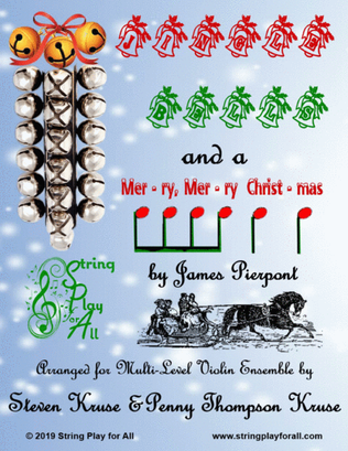 Book cover for Jingle Bells and a Mer-ry, Mer-ry Christ-mas for Multi-Level Violin Ensemble
