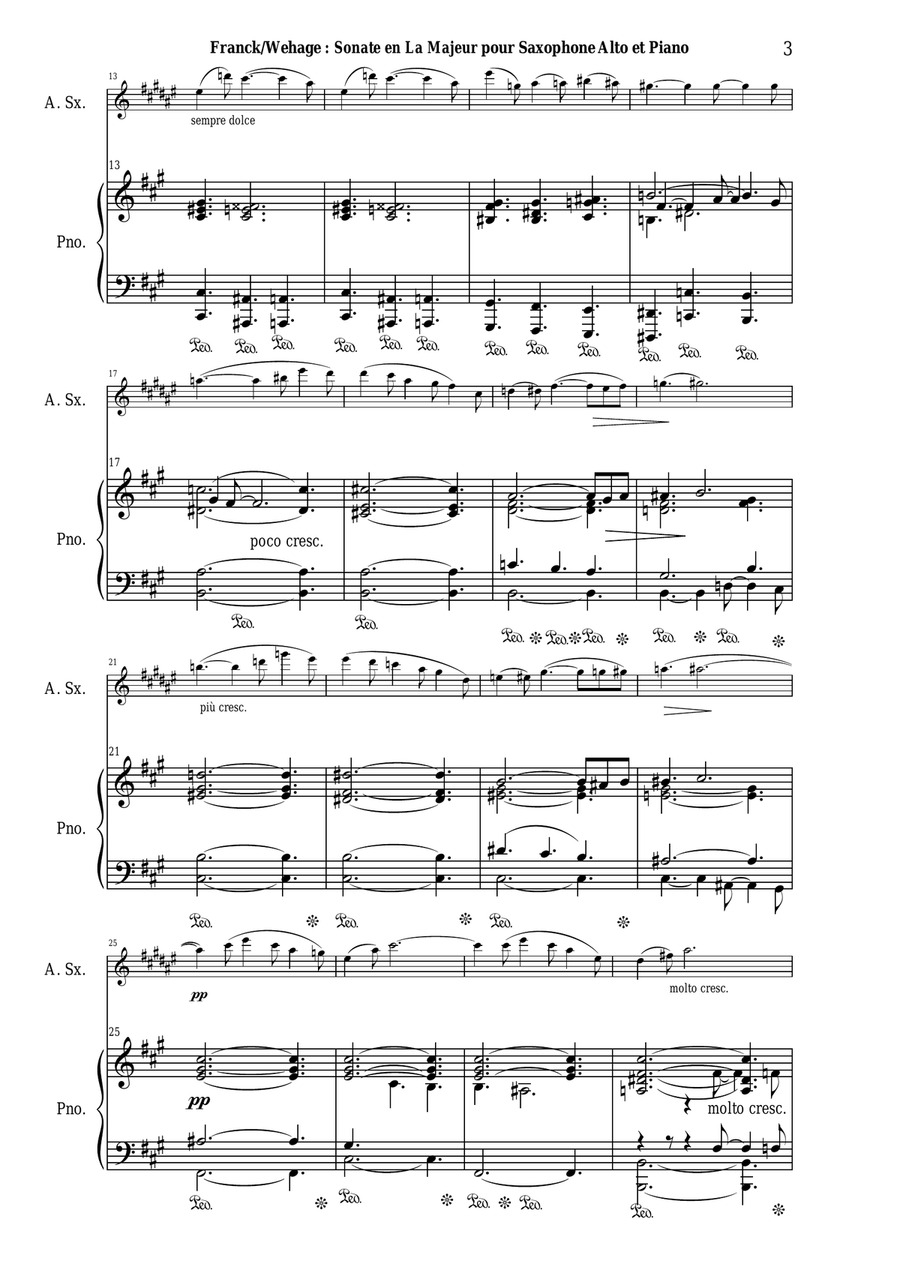 César Franck: Sonata in A major, arranged for alto saxophone and piano