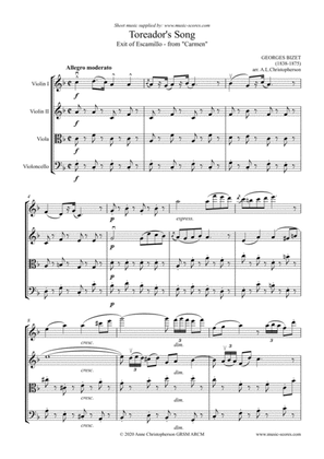 The Toreador Song from Carmen - String Quartet (high 1st violin)