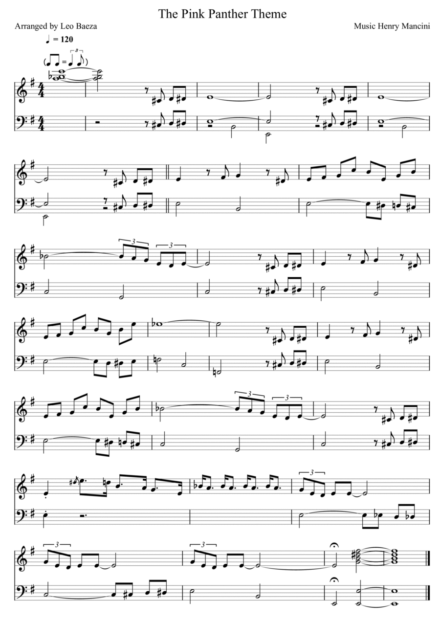 The Pink Panther Piano Solo scores gallery preview page 1