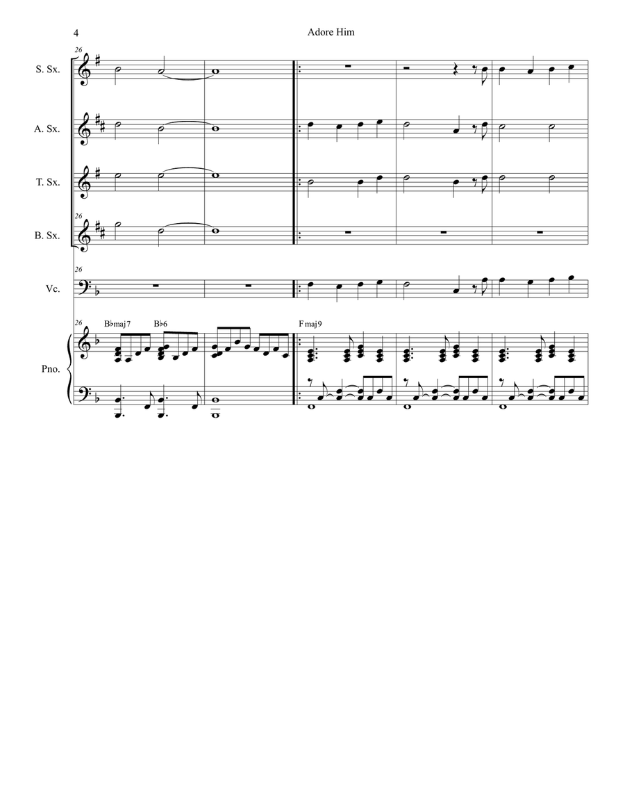 Adore Him Adore Him Saxophone Quartet scores gallery preview page 4