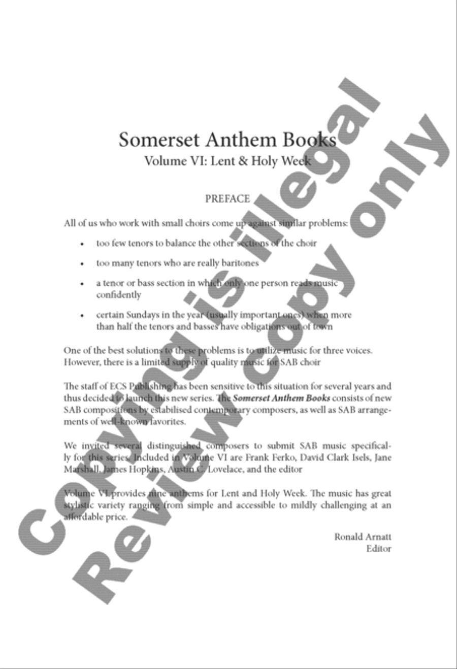 Somerset Anthem Books, Volume VI (Lent & Holy Week) 3-Part scores gallery preview page 14