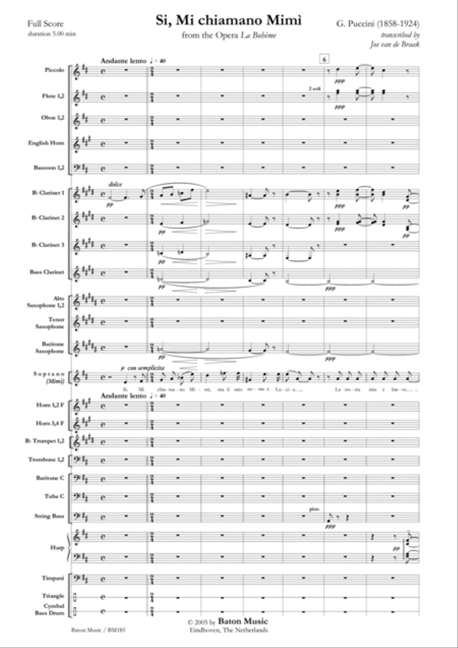 Si, Mi chiamano Mimì Concert Band scores gallery preview page 2