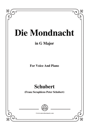 Book cover for Schubert-Die Mondnacht,in G Major,for Voice&Piano