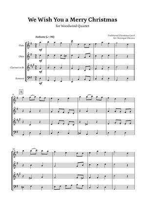 Book cover for We Wish You a Merry Christmas (Woodwind Quartet) - Intermediate Level