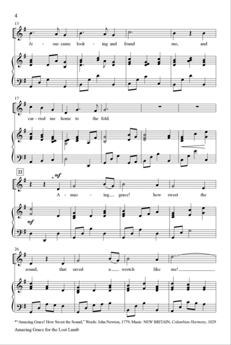 Amazing Grace for the Lost Lamb Unison Choir scores gallery preview page 3
