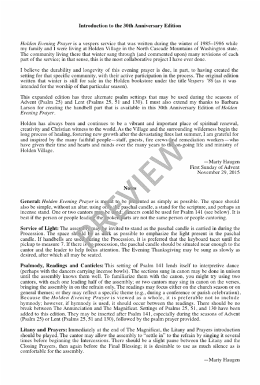 Holden Evening Prayer - Vocal / Keyboard edition 2-Part scores gallery preview page 4