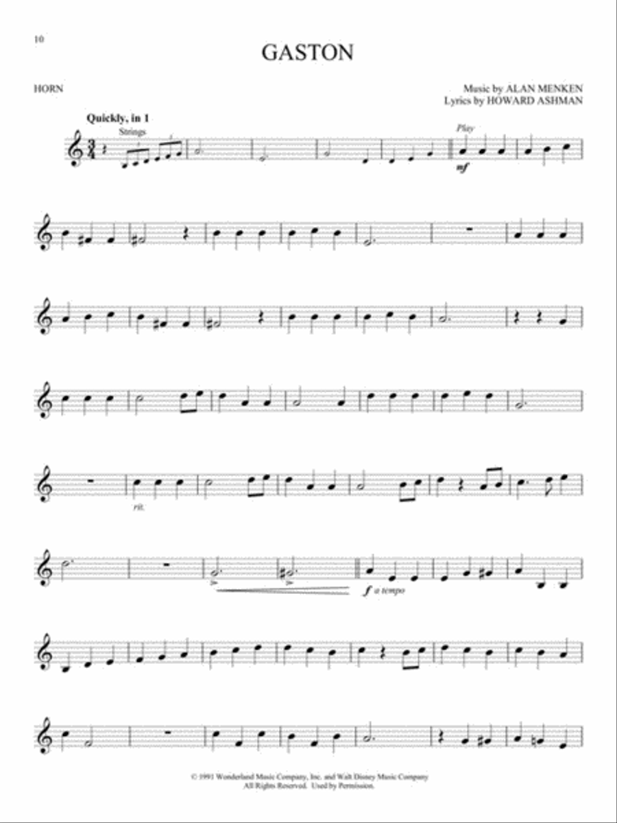 Beauty and the Beast Horn scores gallery preview page 3