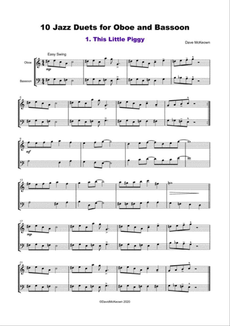 10 Jazz Duets for Oboe and Bassoon