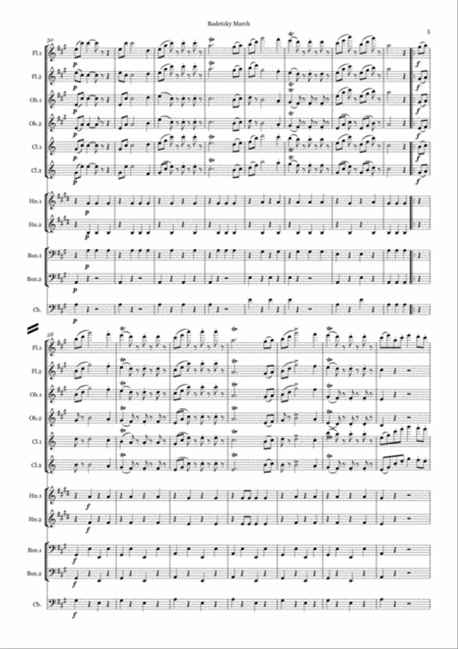 J Strauss: Radetsky March - wind dectet J Strauss: Radetsky March - wind dectet Woodwind Quintet scores gallery preview page 5