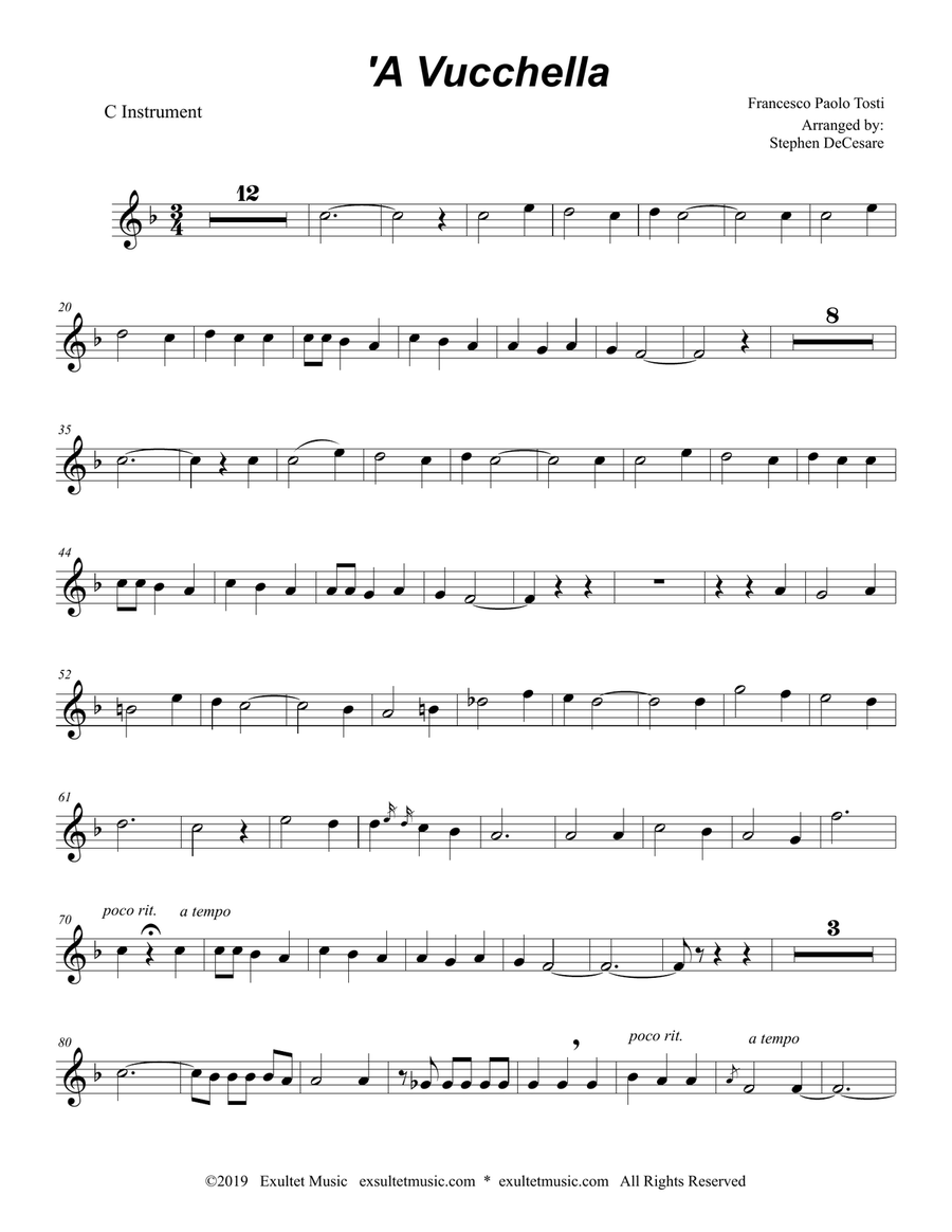 A Vucchella (for Solo C-Instrument (Treble) and Piano) Piano scores gallery preview page 5