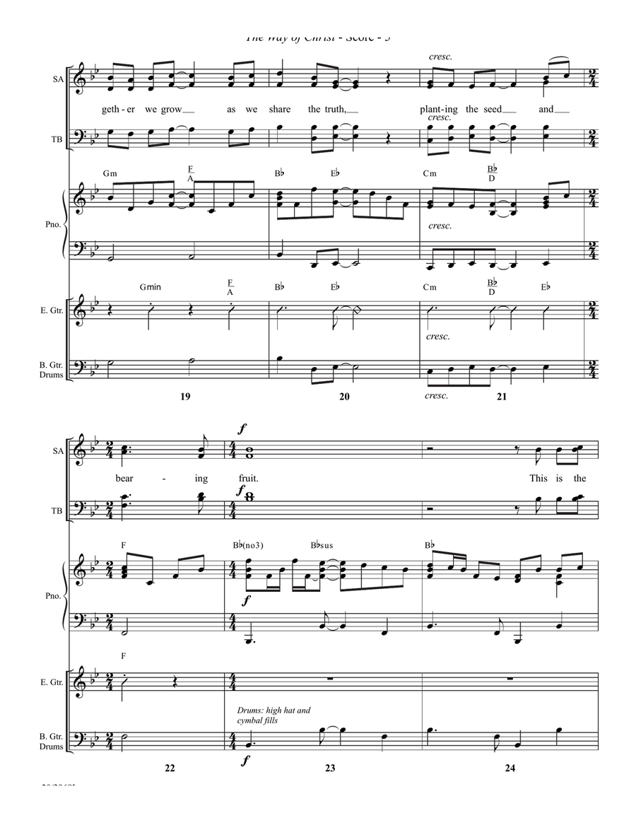 The Way of Christ - Downloadable Rhythm Section Score and Parts Rhythm Section scores gallery preview page 5
