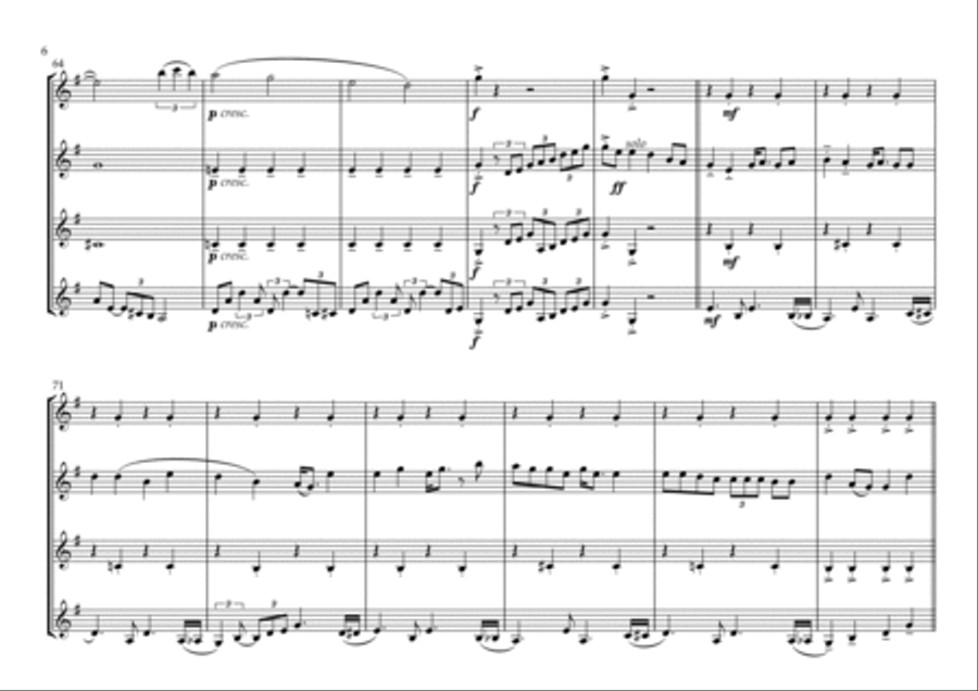 Isn't She Lovely Clarinet Quartet scores gallery preview page 6