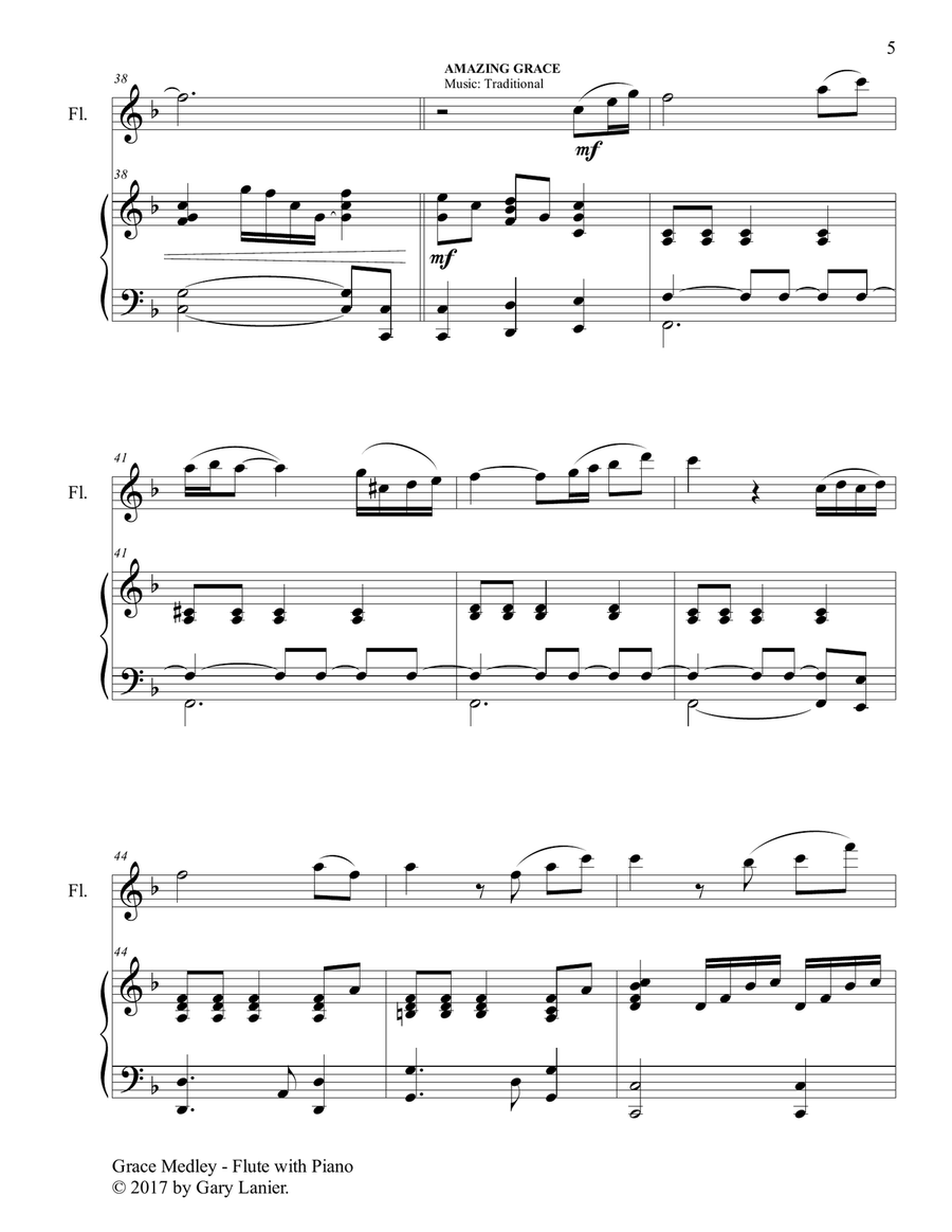 GRACE MEDLEY (for Flute with Piano - Instrument Part included) Flute Solo scores gallery preview page 6