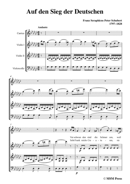 Schubert-Auf den Sieg der Deutschen,in G flat Major,for Voice,2 Violins&Cello image number null
