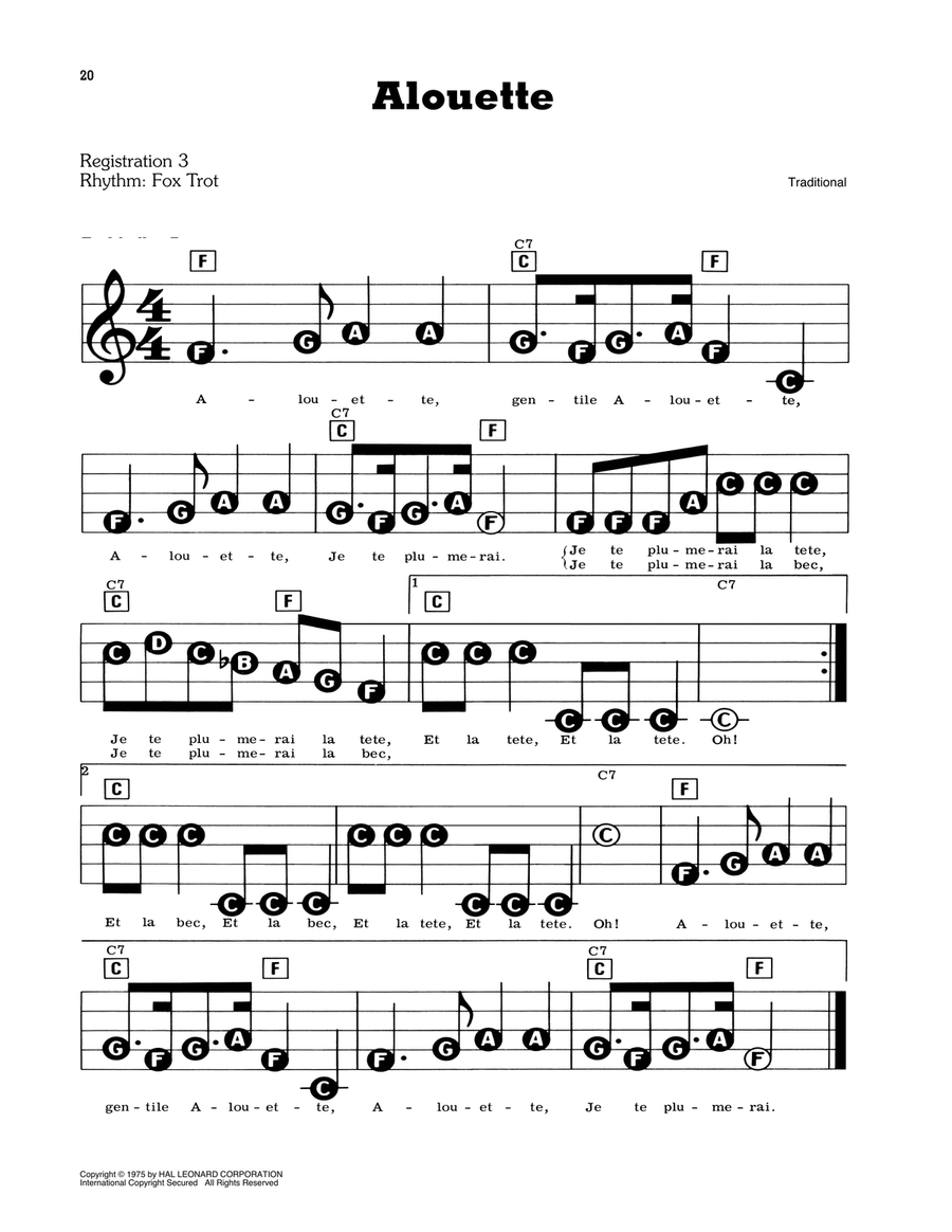 Alouette Electronic Keyboard scores gallery preview page 1