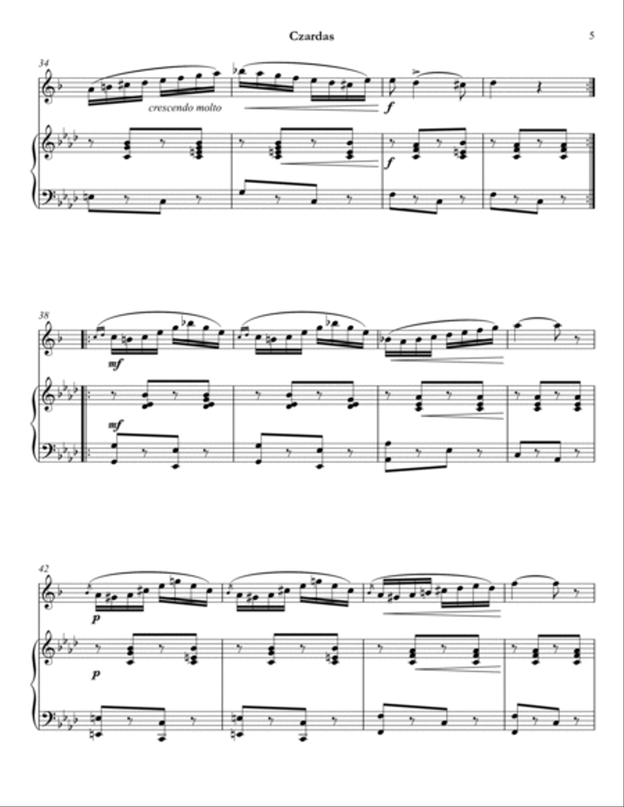 Czardas (Vittorio Monti) for Baritone Saxophone and Piano Baritone Saxophone scores gallery preview page 6