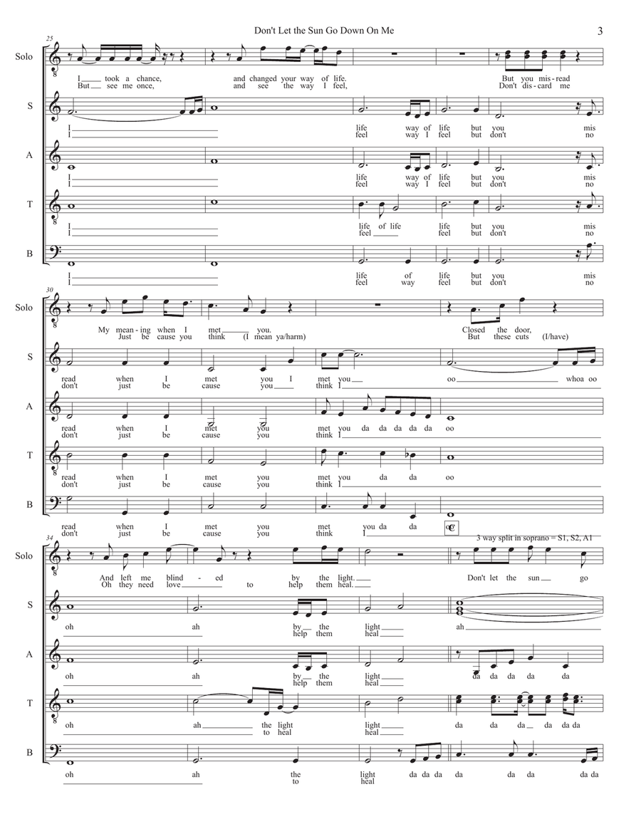Don't Let The Sun Go Down On Me 4-Part scores gallery preview page 3