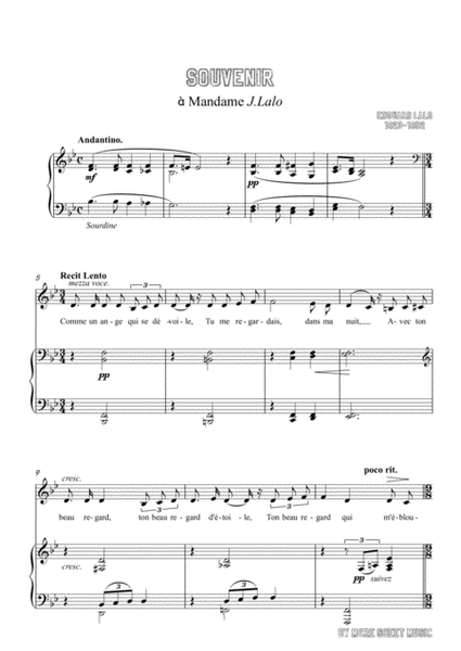 Lalo-Souvenir in B flat Major，for voice and piano image number null