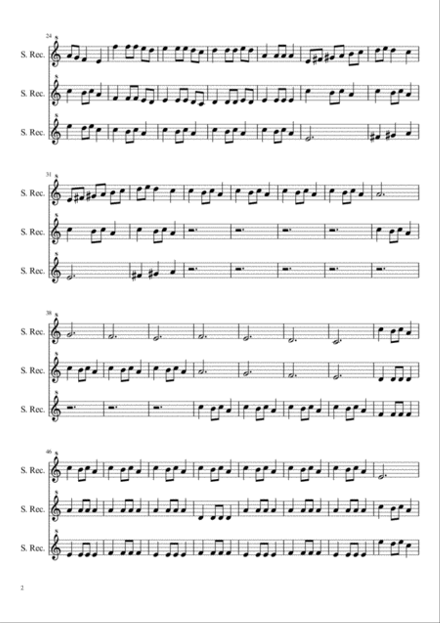 Bell Carol for 3 recorders / flutes Small Ensemble scores gallery preview page 2