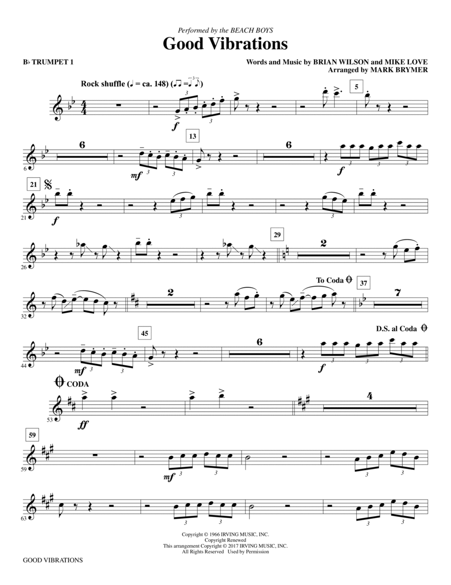 Good Vibrations - Bb Trumpet 1 Choir scores gallery preview page 1