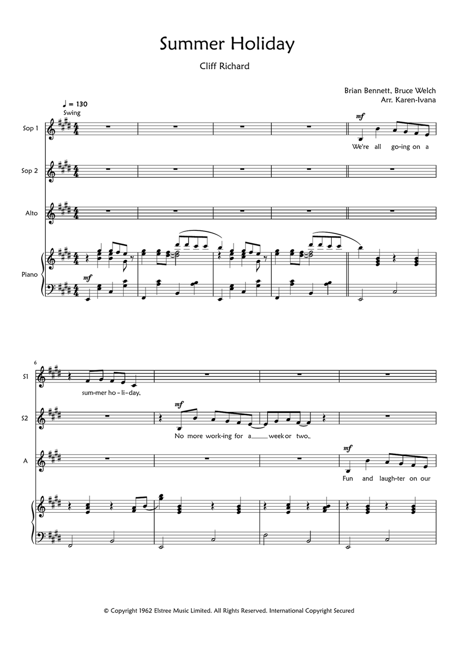 Summer Holiday SSA scores gallery preview page 1
