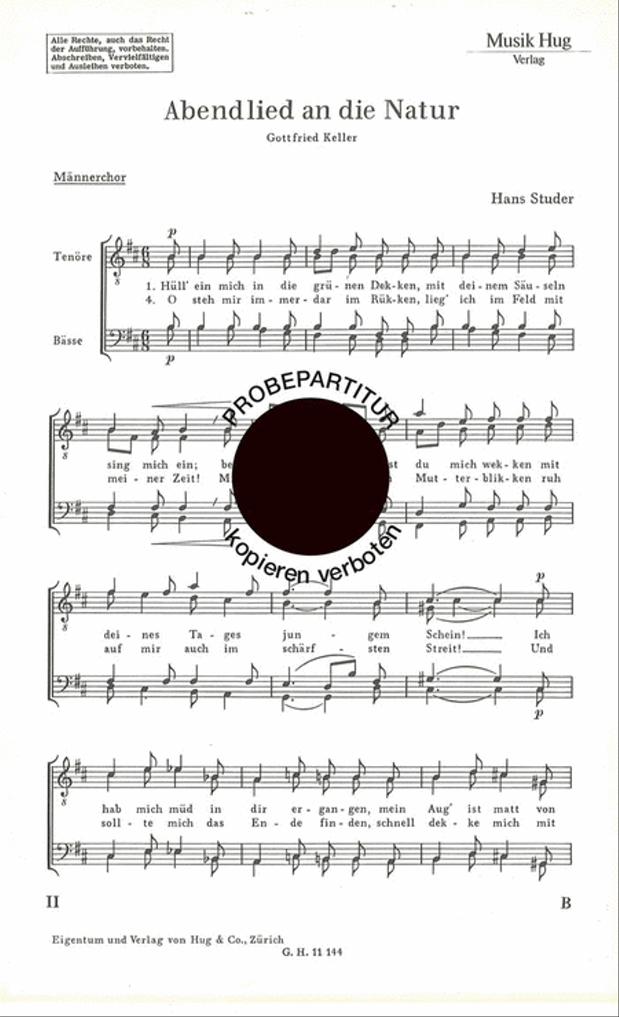 Abendlied an die Natur Men's Choir scores gallery preview page 1