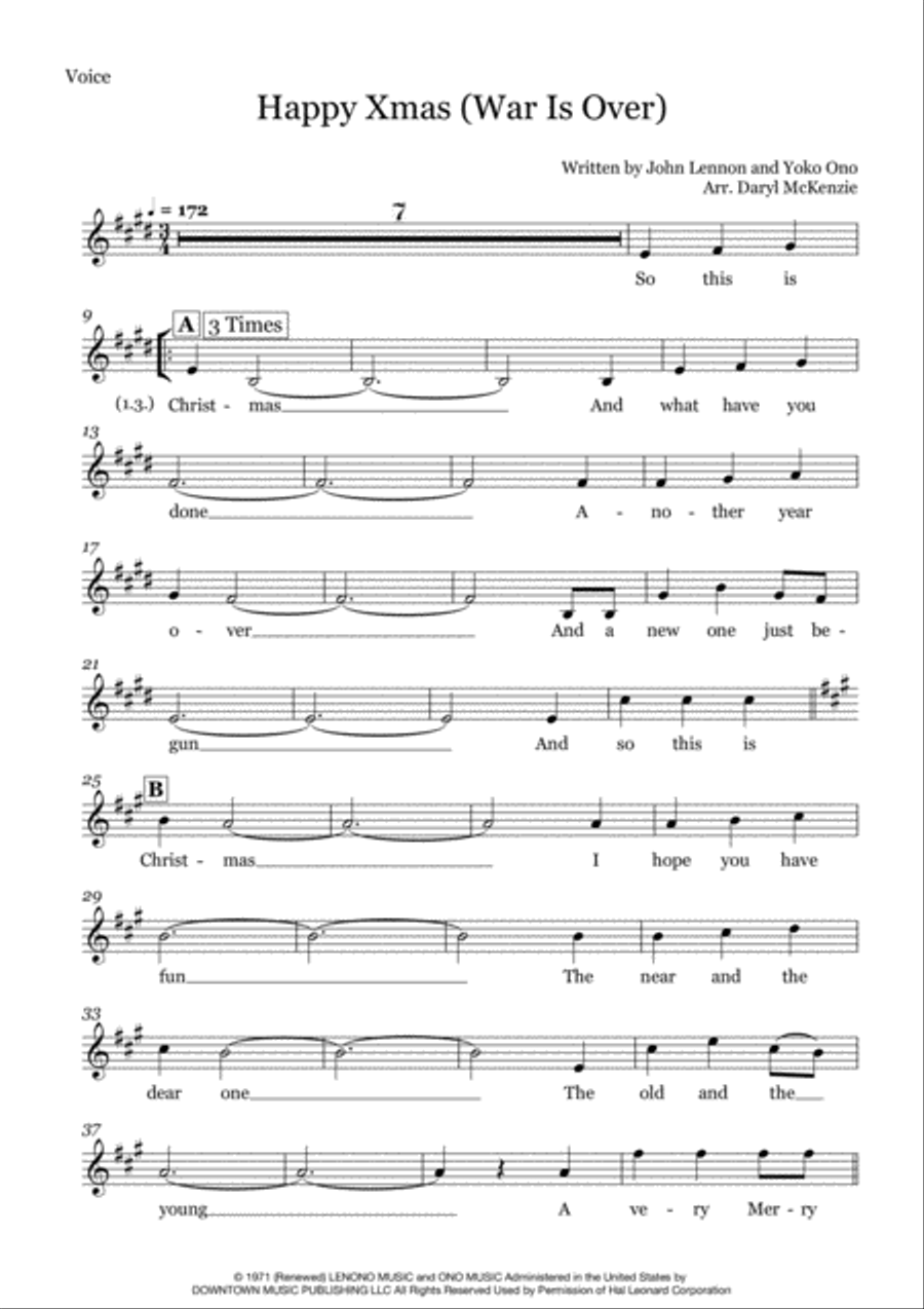 Happy Xmas (War Is Over) Choir scores gallery preview page 2