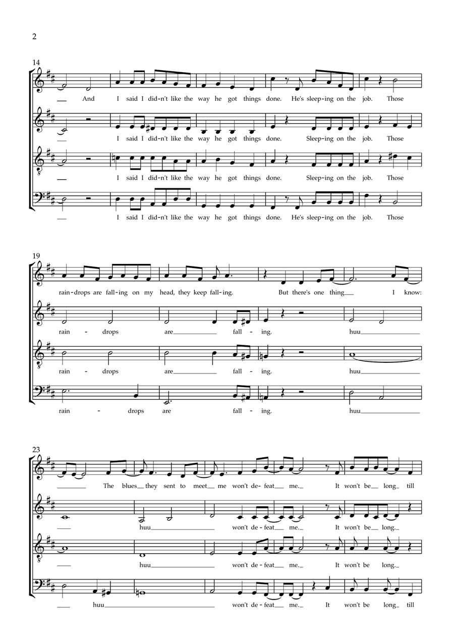 Raindrops Keep Fallin' On My Head 4-Part scores gallery preview page 2
