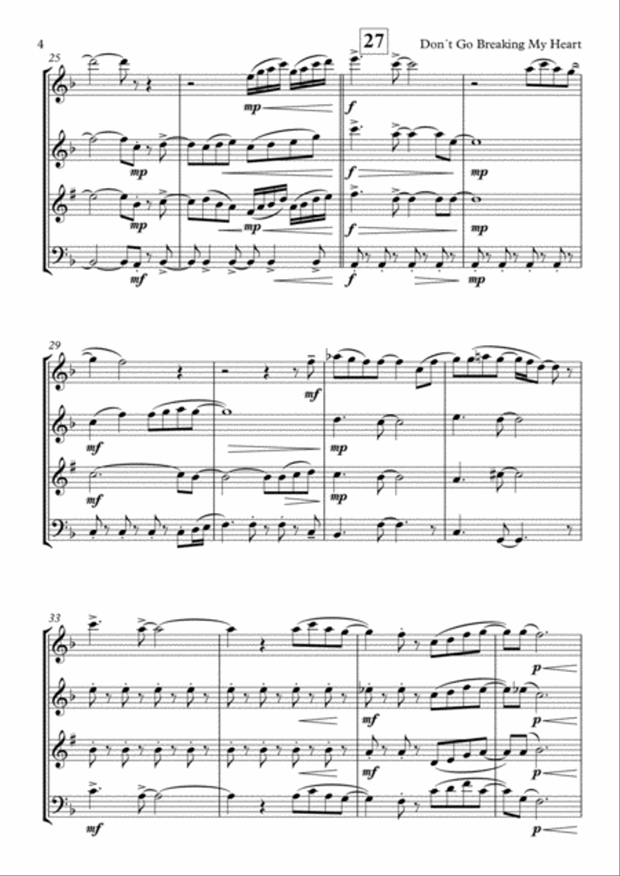 Don't Go Breaking My Heart Small Ensemble scores gallery preview page 4