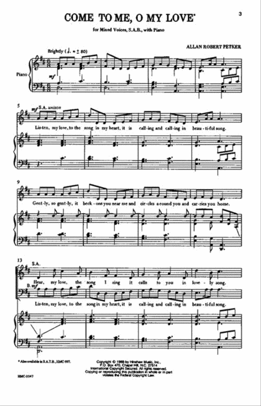 Come to Me, O My Love 3-Part scores gallery preview page 2