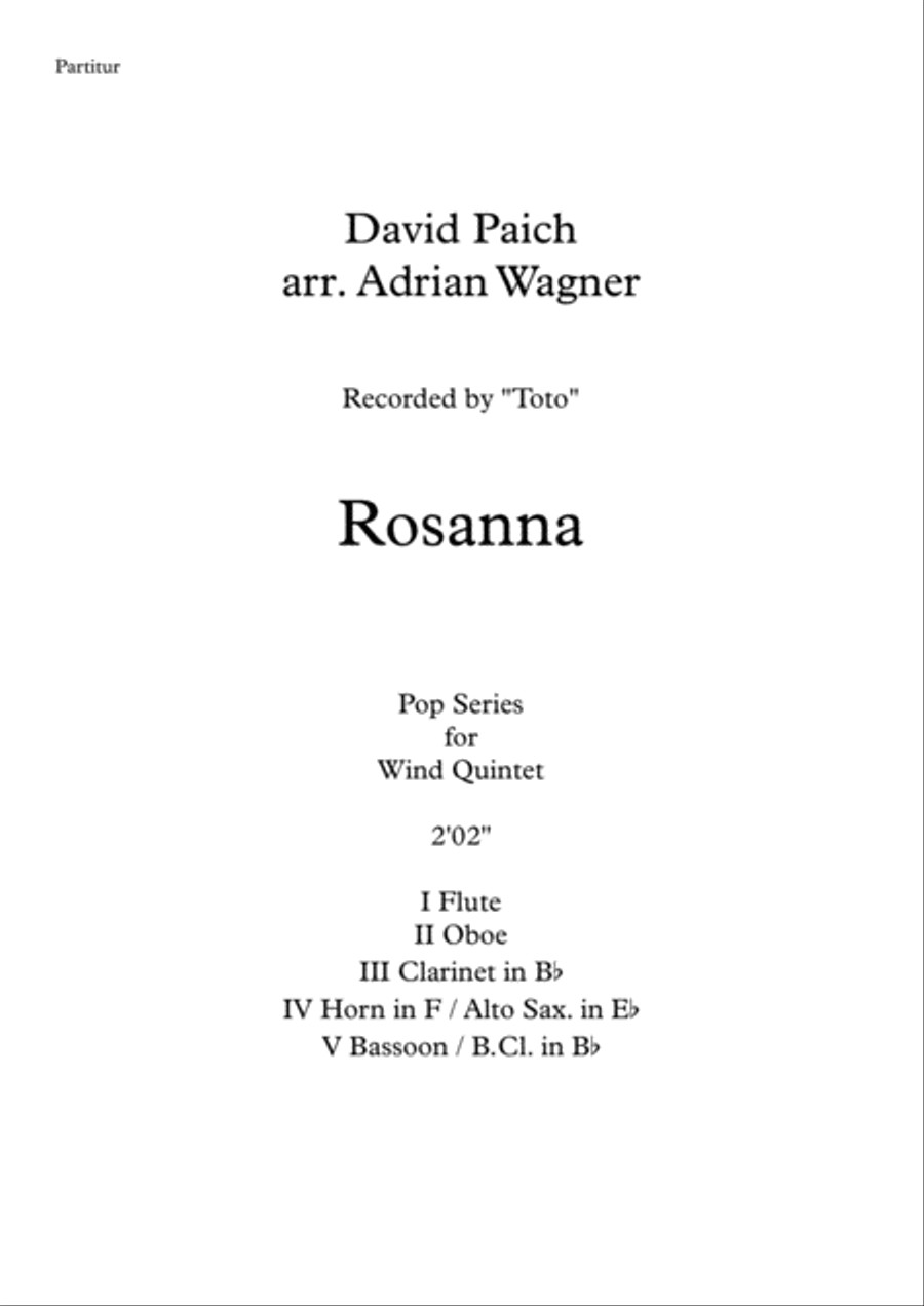 Rosanna Rosanna Woodwind Quintet scores gallery preview page 2