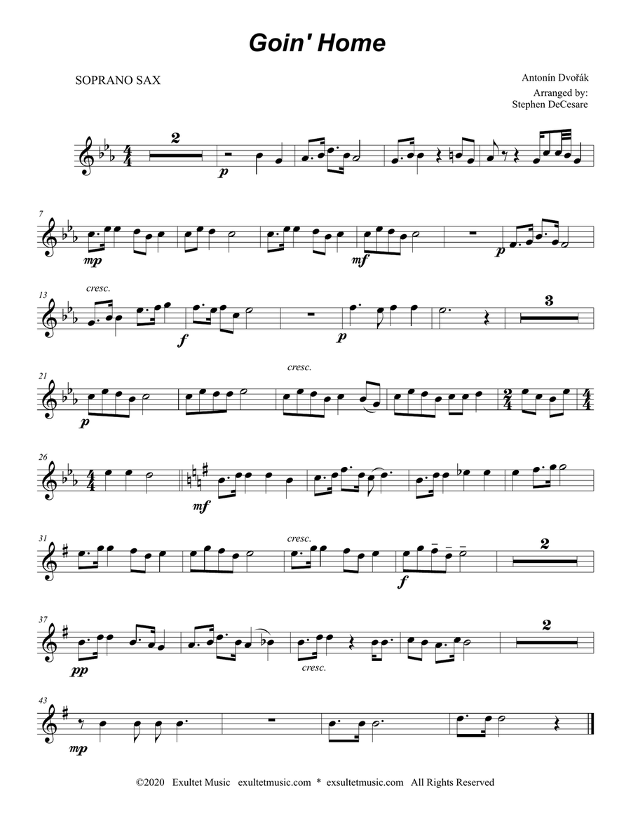 Goin' Home (Duet for Soprano and Alto Saxophone) Woodwind Duet scores gallery preview page 4