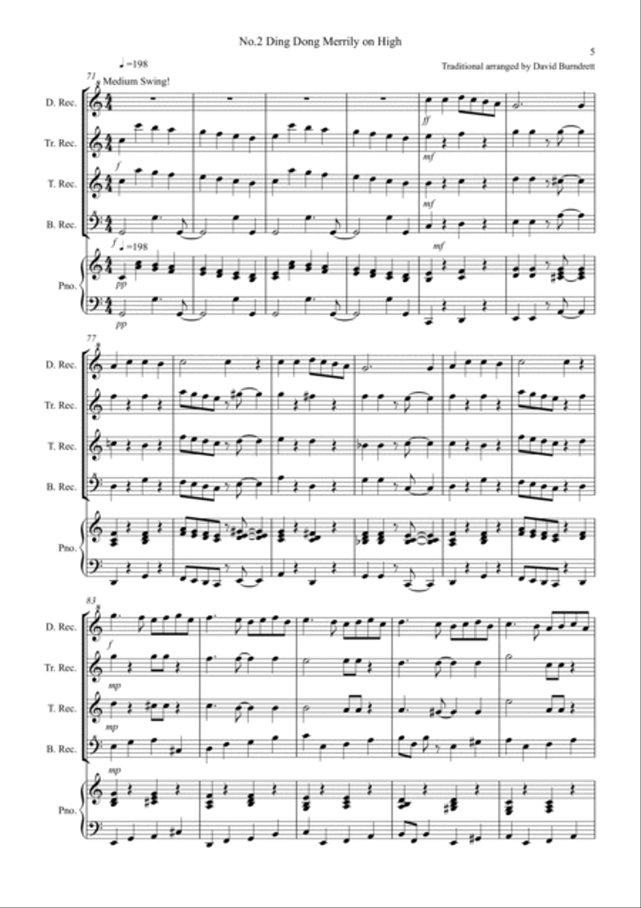 3 Jazzy Christmas Pieces for Recorder Quartet Recorder scores gallery preview page 5
