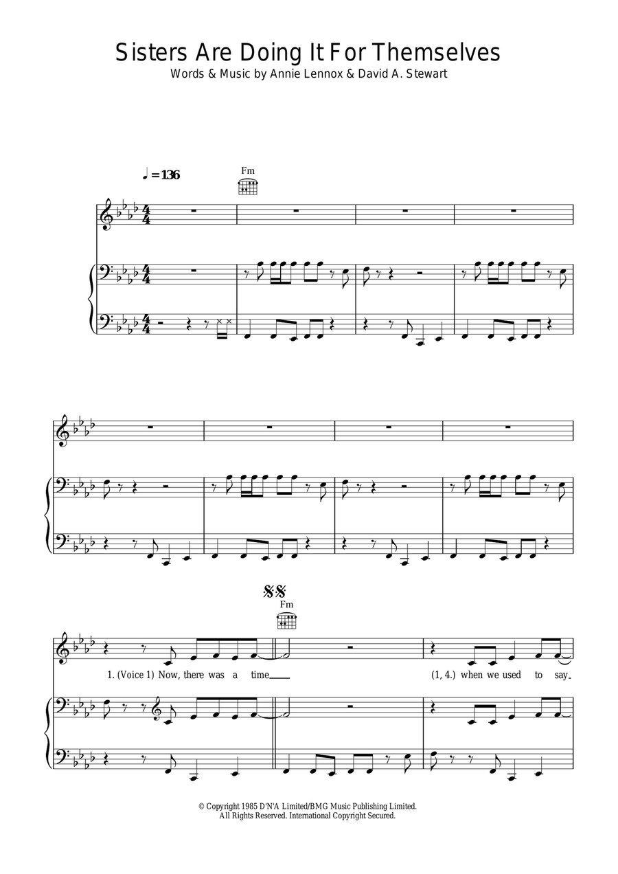 Sisters Are Doing It For Themselves Piano, Vocal, Guitar scores gallery preview page 1
