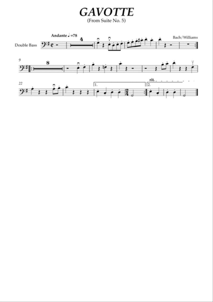GAVOTTE FOR STRING ORCH. BY BACH ARR. GARTH M. WILLIAMS Chamber Music scores gallery preview page 4