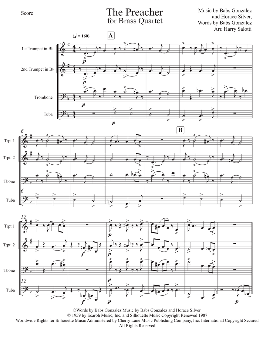 The Preacher Brass Ensemble scores gallery preview page 1